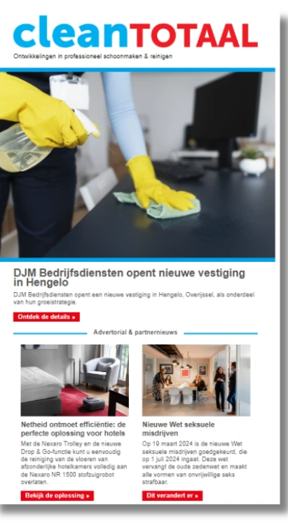 Clean Totaal - voorbeeld nieuwsbrief