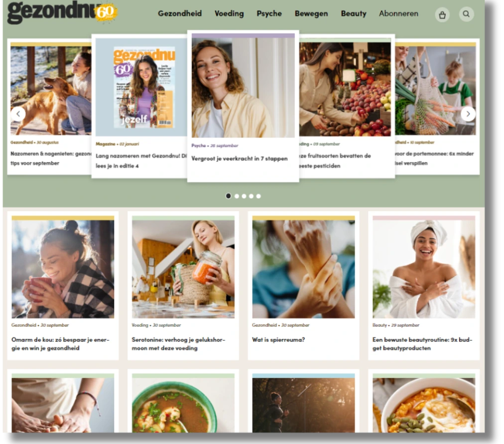Gezondnu - voorbeeld website