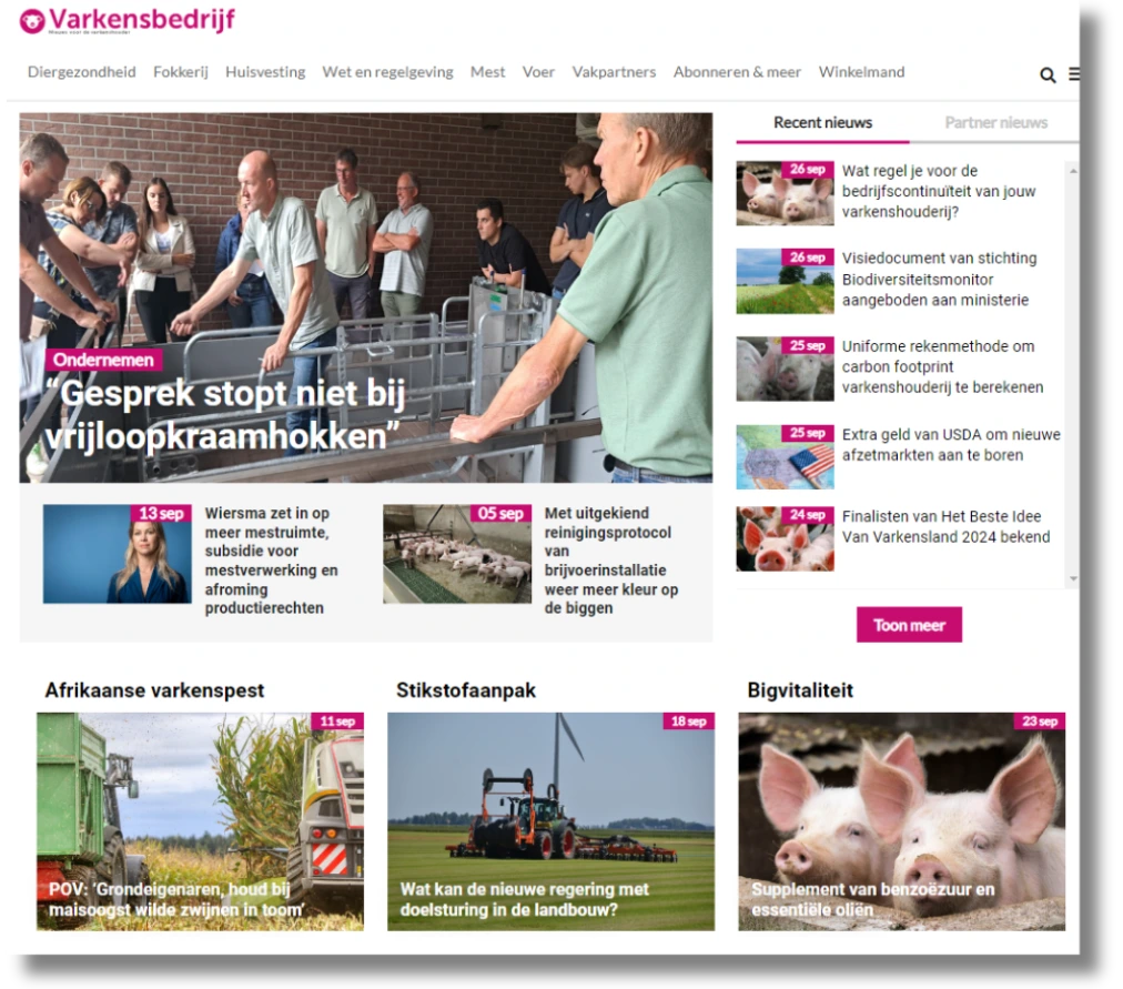 Varkensbedrijf adverteren - voorbeeld website